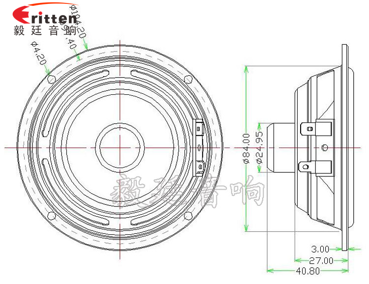 圆型4寸内磁全频10W纸盆多媒体喇叭成品图-Model.png